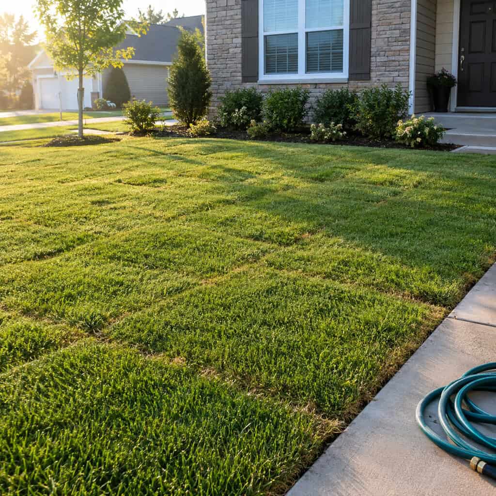 Brand-New Sod Laid Over the Entire Front Lawn