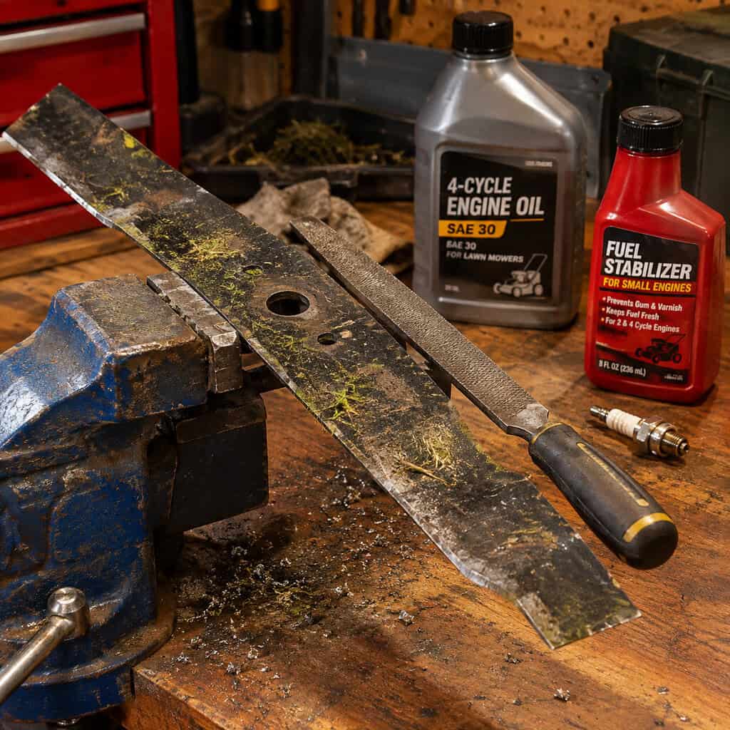 Sharpen the Blade, Then Put the Mower to Bed