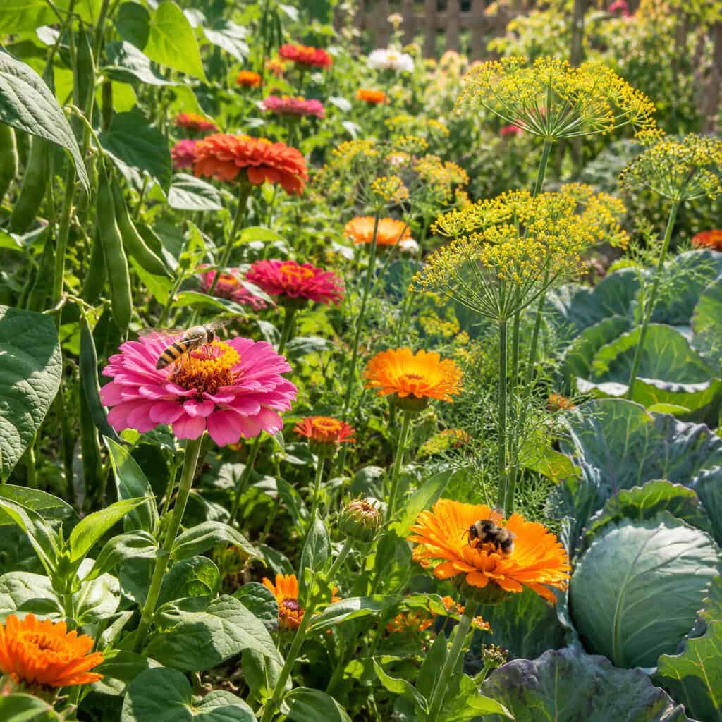 Flowers Planted Right Among the Vegetables