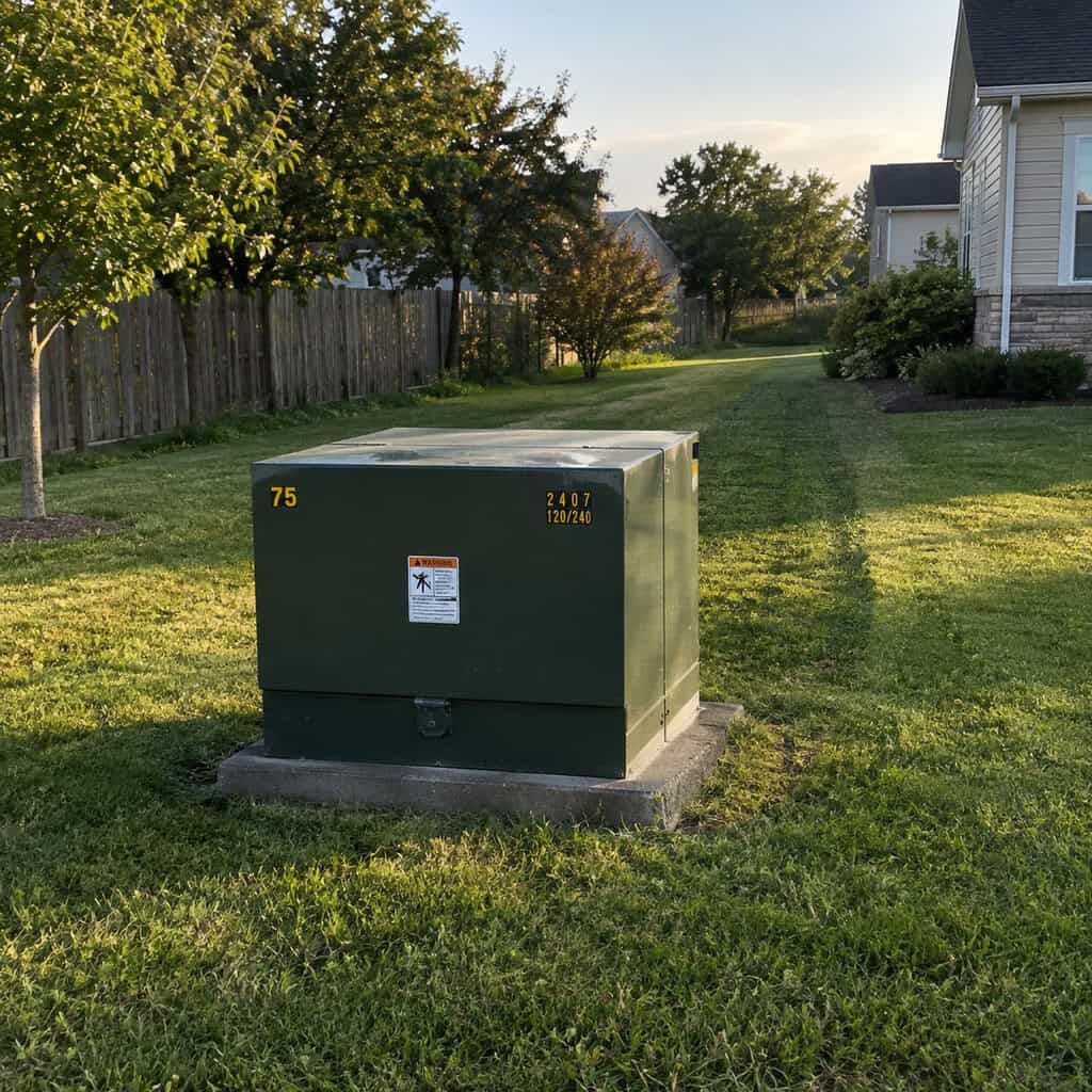 A Utility Pole, Transformer Box, or Easement Stripe in the Yard