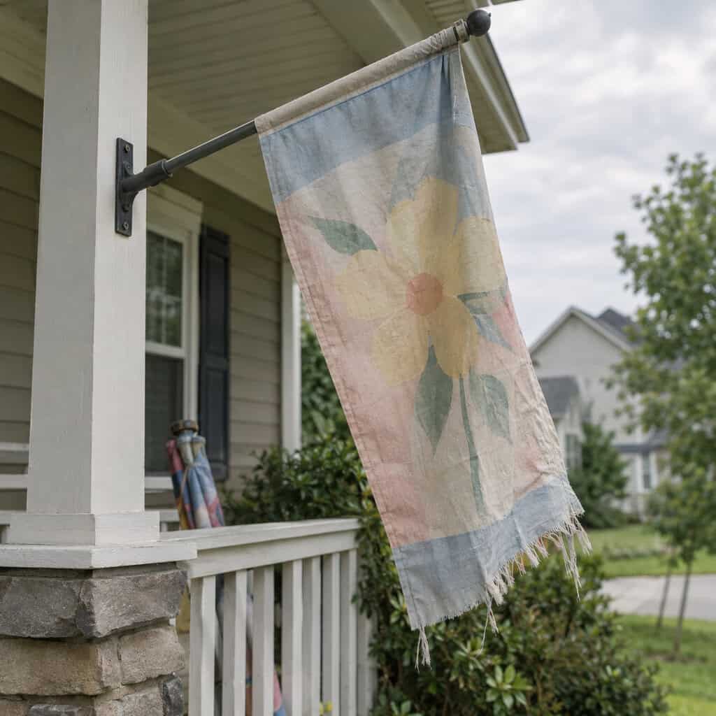 A Flagpole With Rotating Seasonal Banner Flags