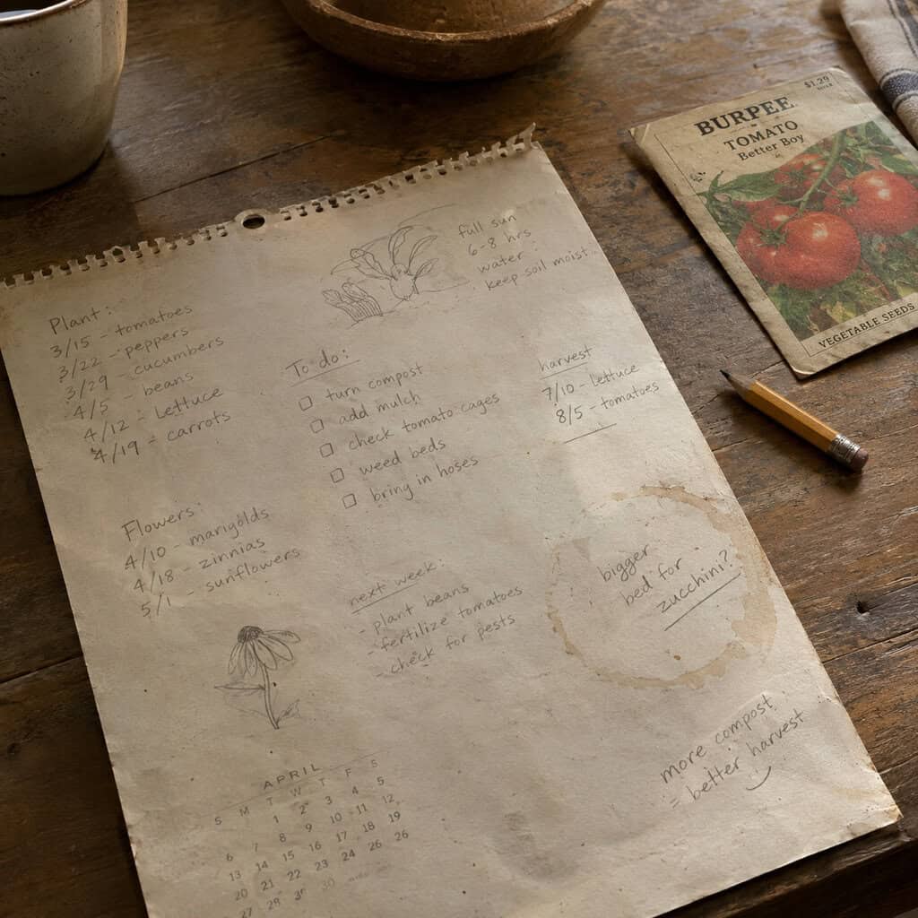 Frost Dates Written on the Back of a Calendar