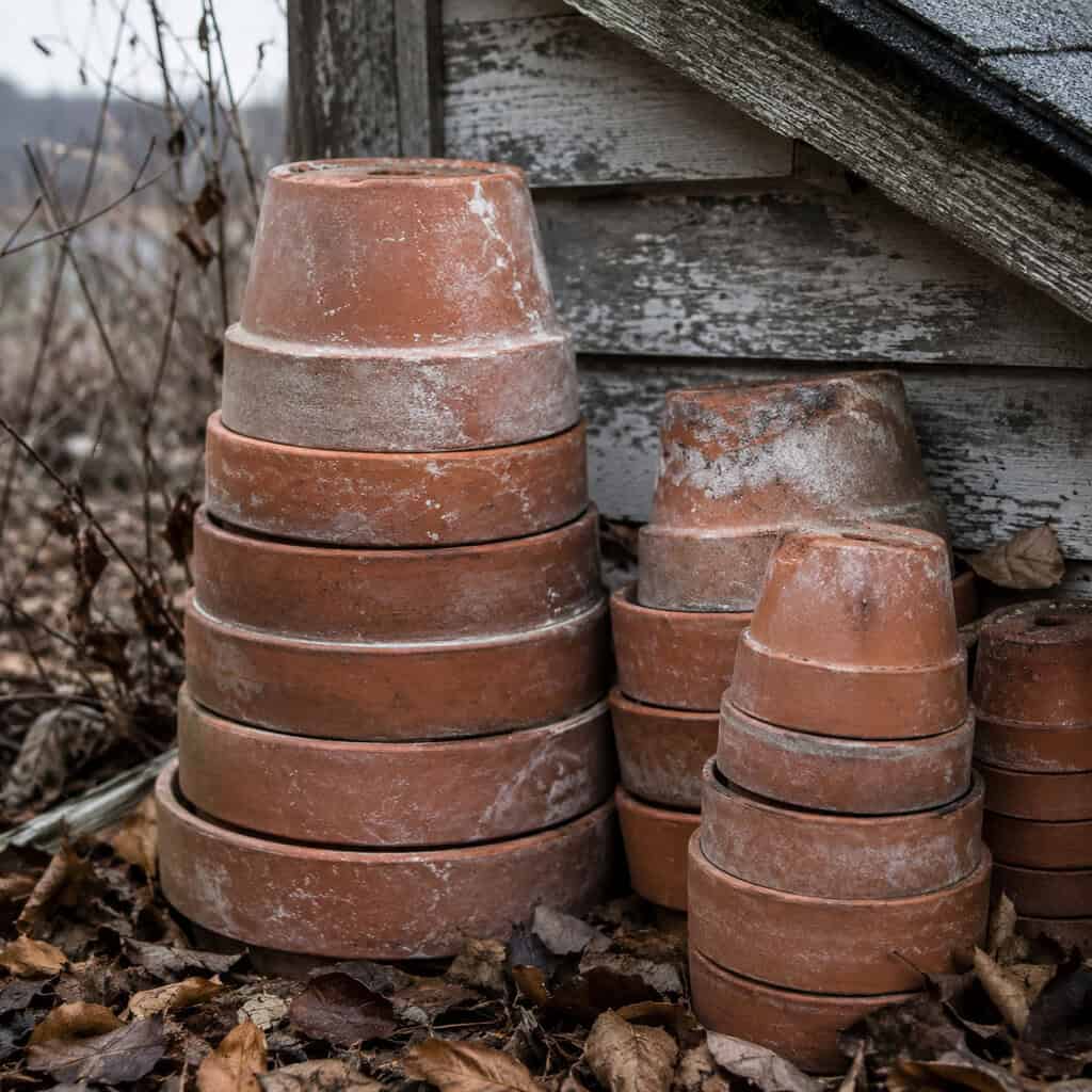 Clay Pots Emptied and Turned Upside Down