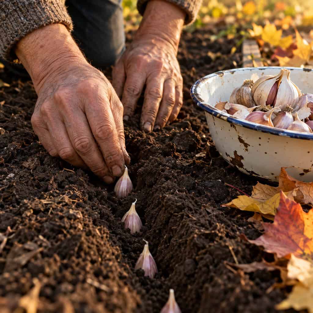 Garlic Planted Around Columbus Day