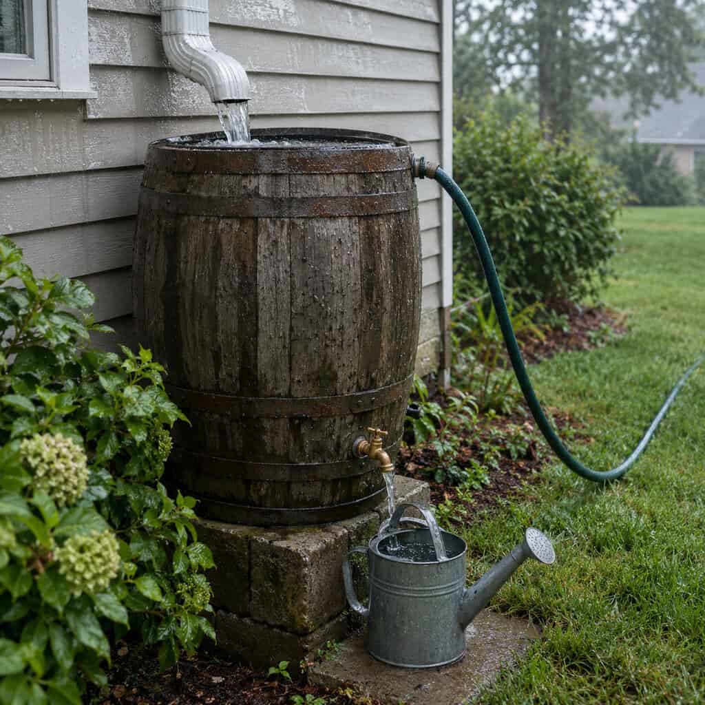 A Barrel Under the Downspout