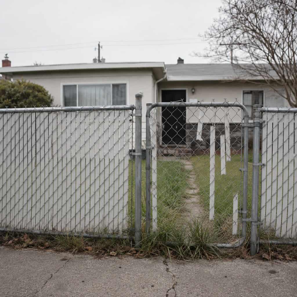 Chain-Link Fence Around the Front Yard