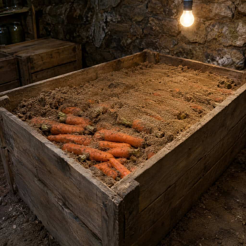 Carrots and Beets Packed in Damp Sand