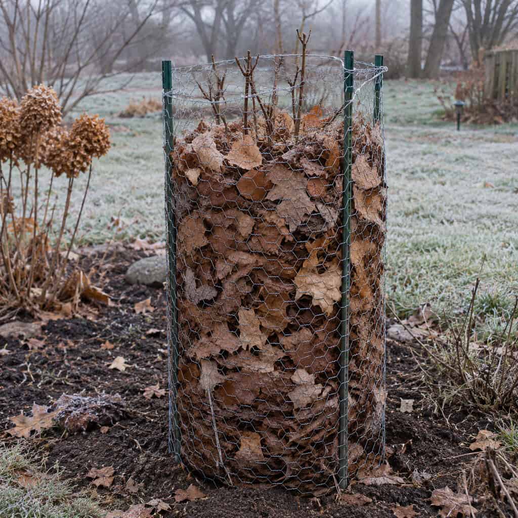 Leaf Collars Wired Around the Tender Shrubs
