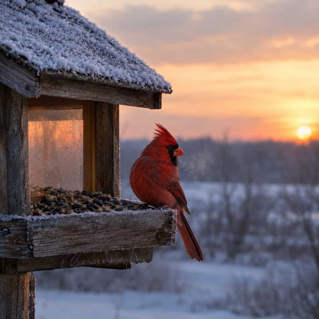 An Empty Feeder At First Light And Last Light
