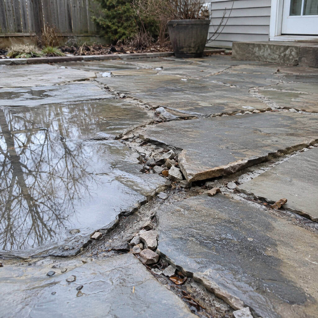 Flagstone Mortared Over a Concrete Slab