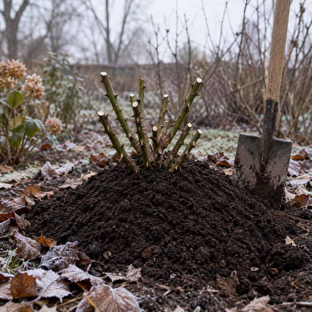 Mounding Soil Over the Rose Graft