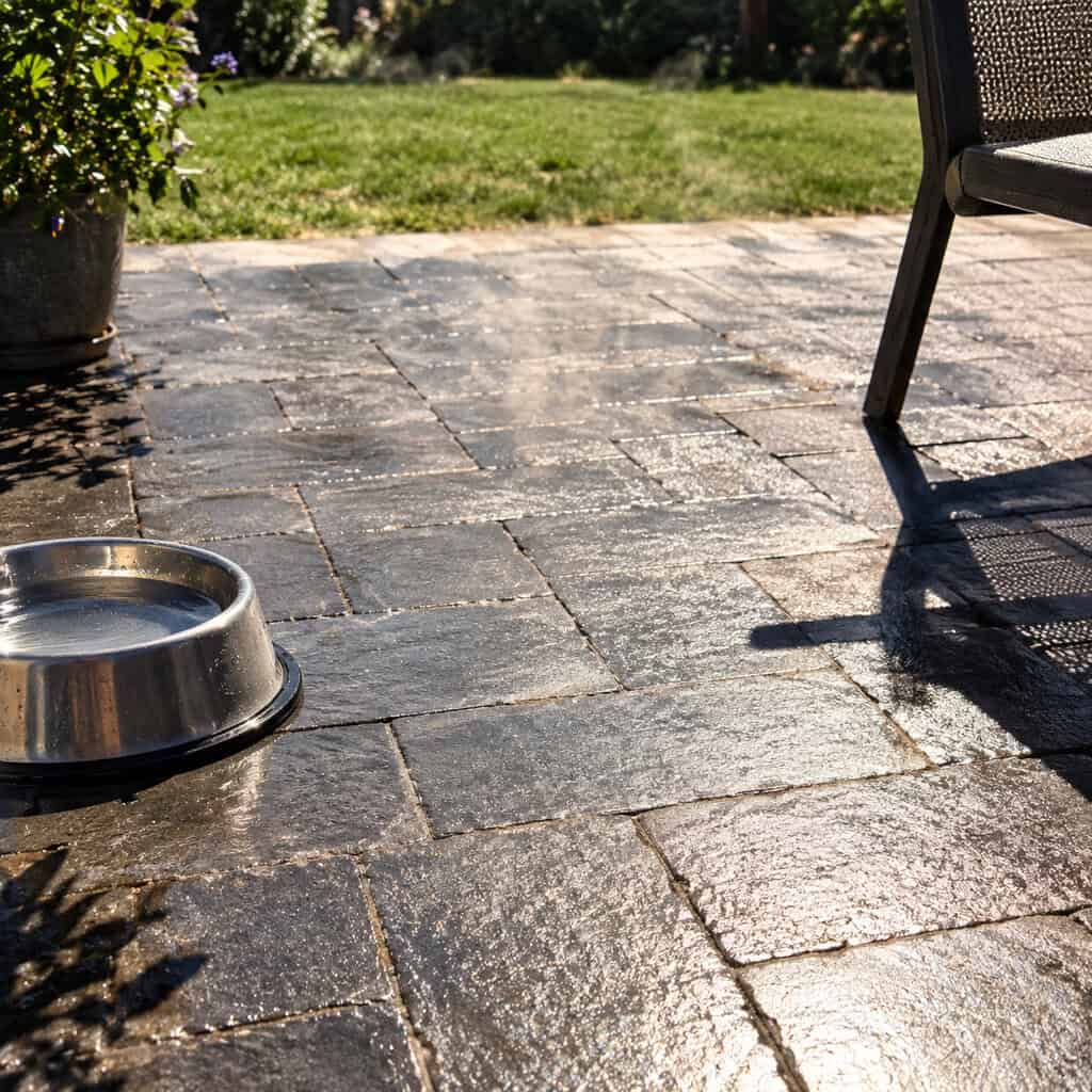 Charcoal and Black Pavers in Full Sun
