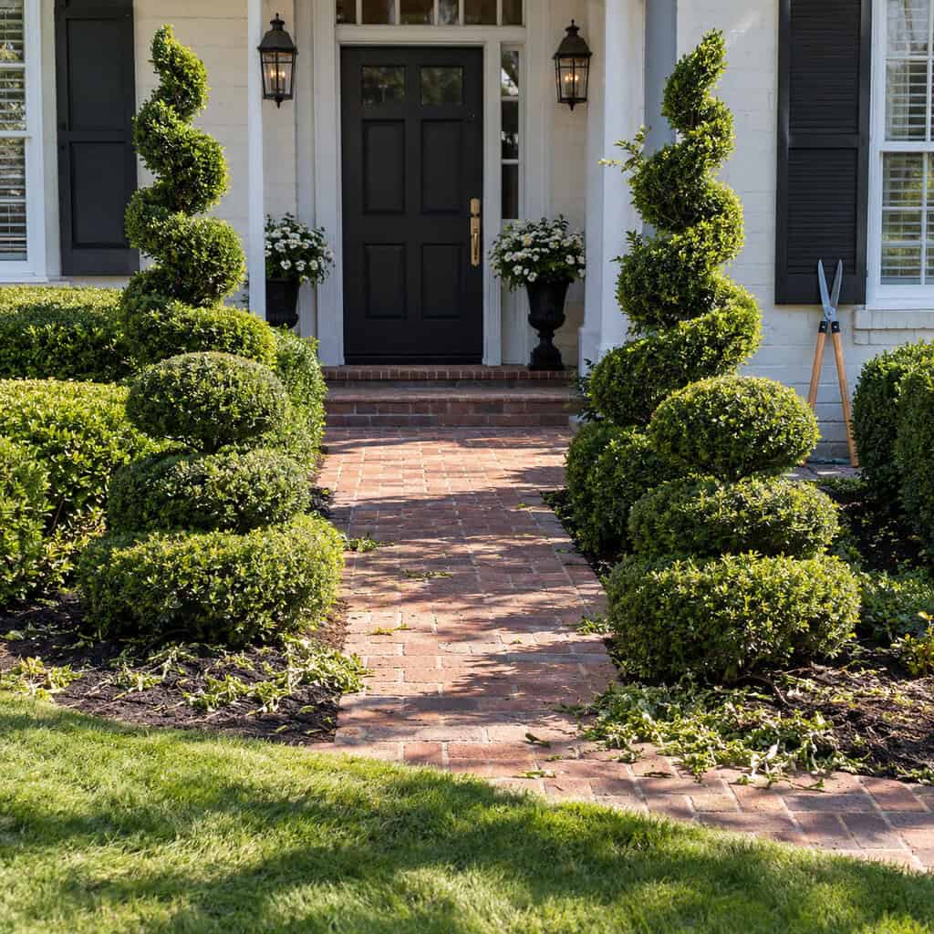 Sculpted Topiary and Cloud-Pruned Boxwood