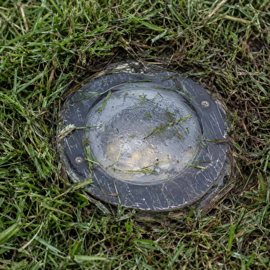 In-Ground Well Lights Set Flush in the Lawn