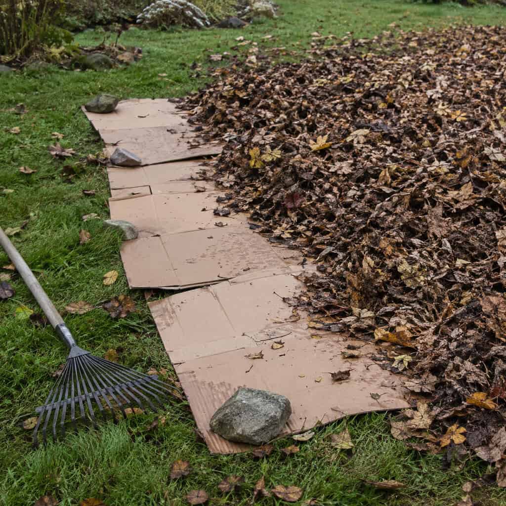 Smother Turf With Cardboard and Leaves to Make a New Bed