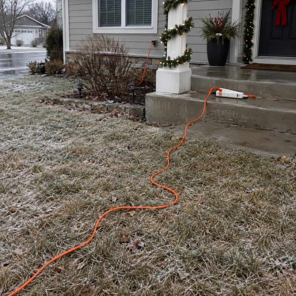 The Orange Extension Cord Across the Lawn