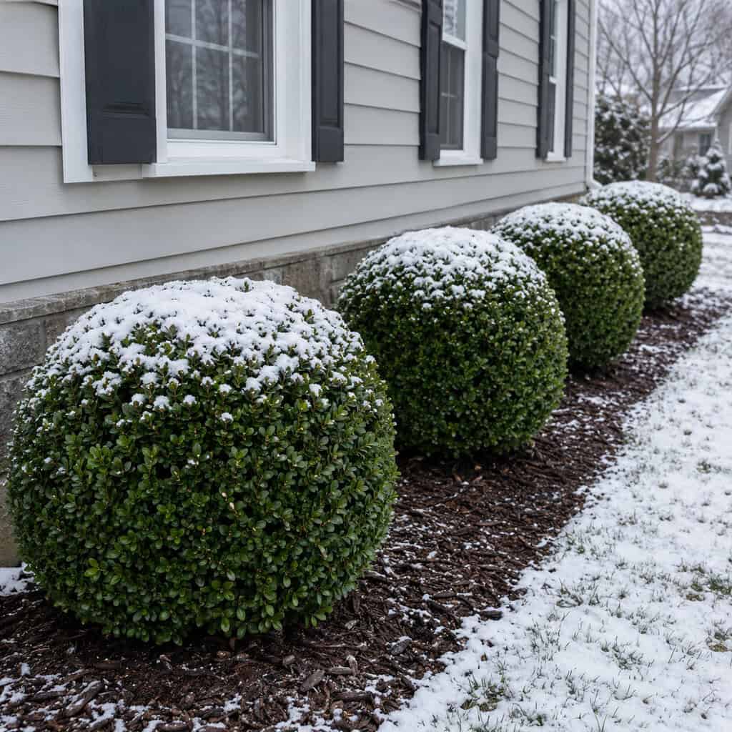 Shrubs Sheared Into Bowling Balls
