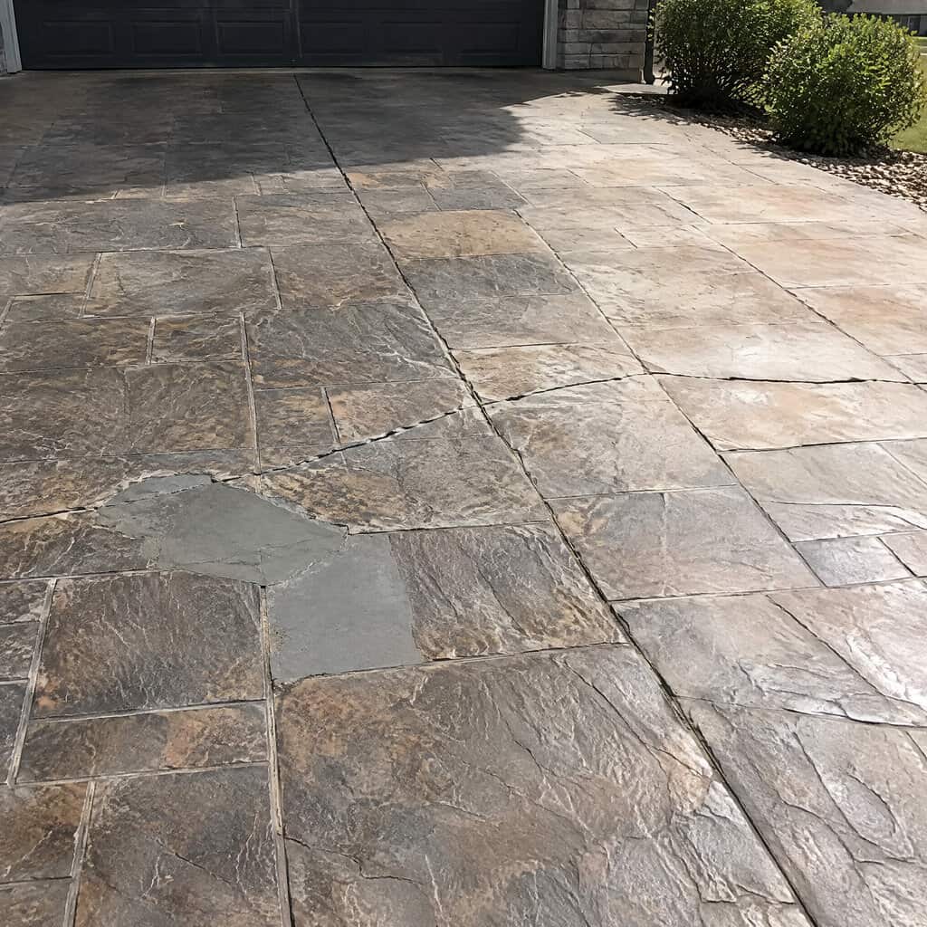 Stamped and Stained Concrete Driveway and Walkway