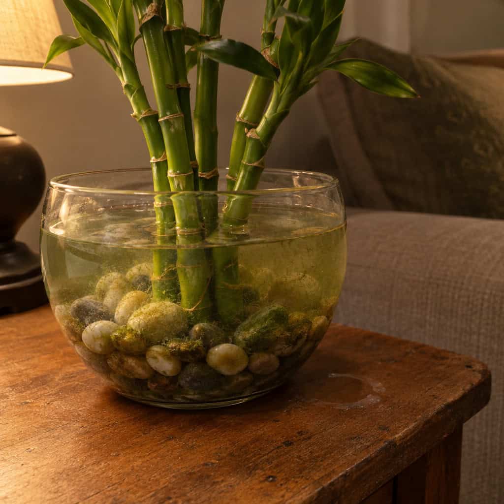 Lucky Bamboo in a Dish of Pebbles