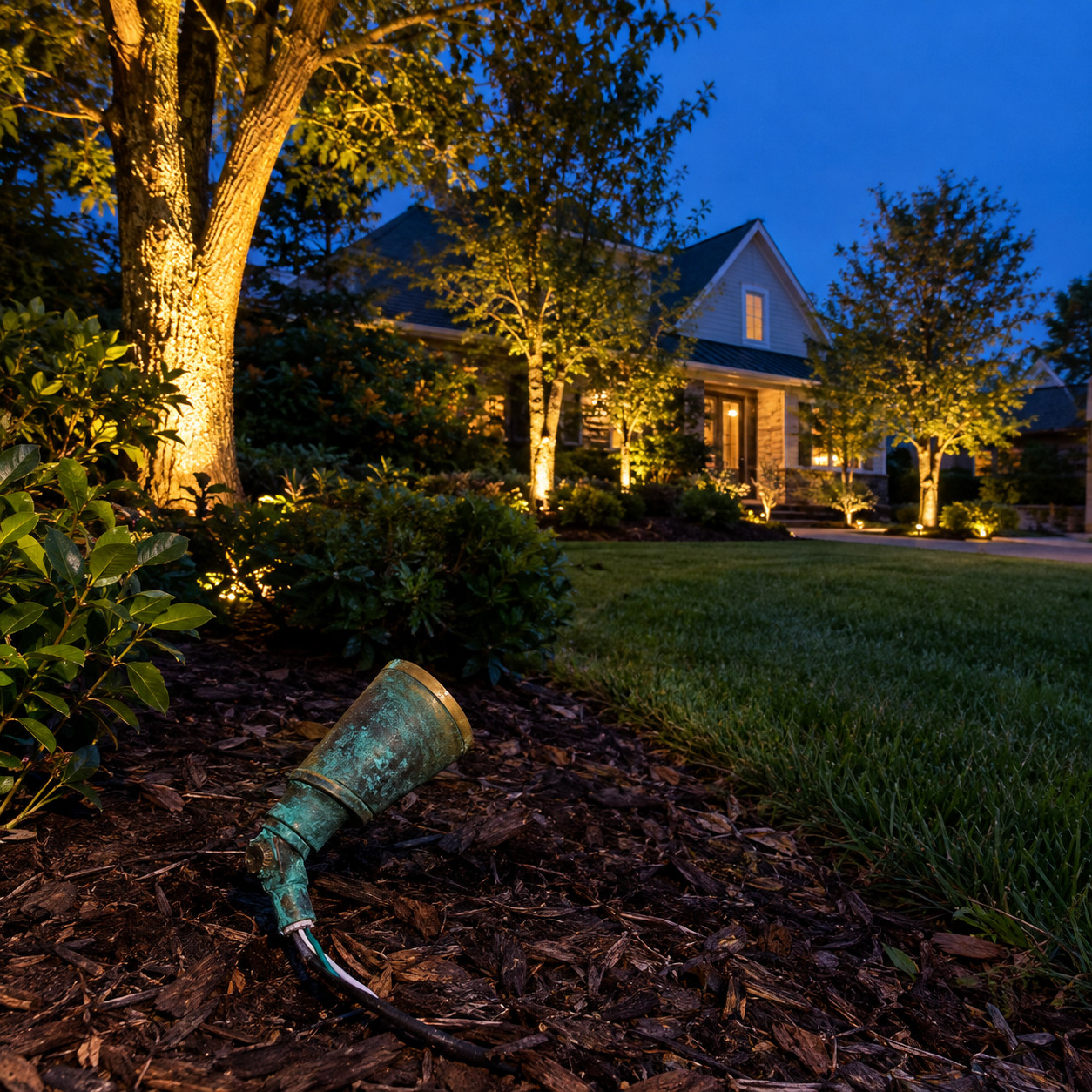 Uplighting on Every Tree in the Yard