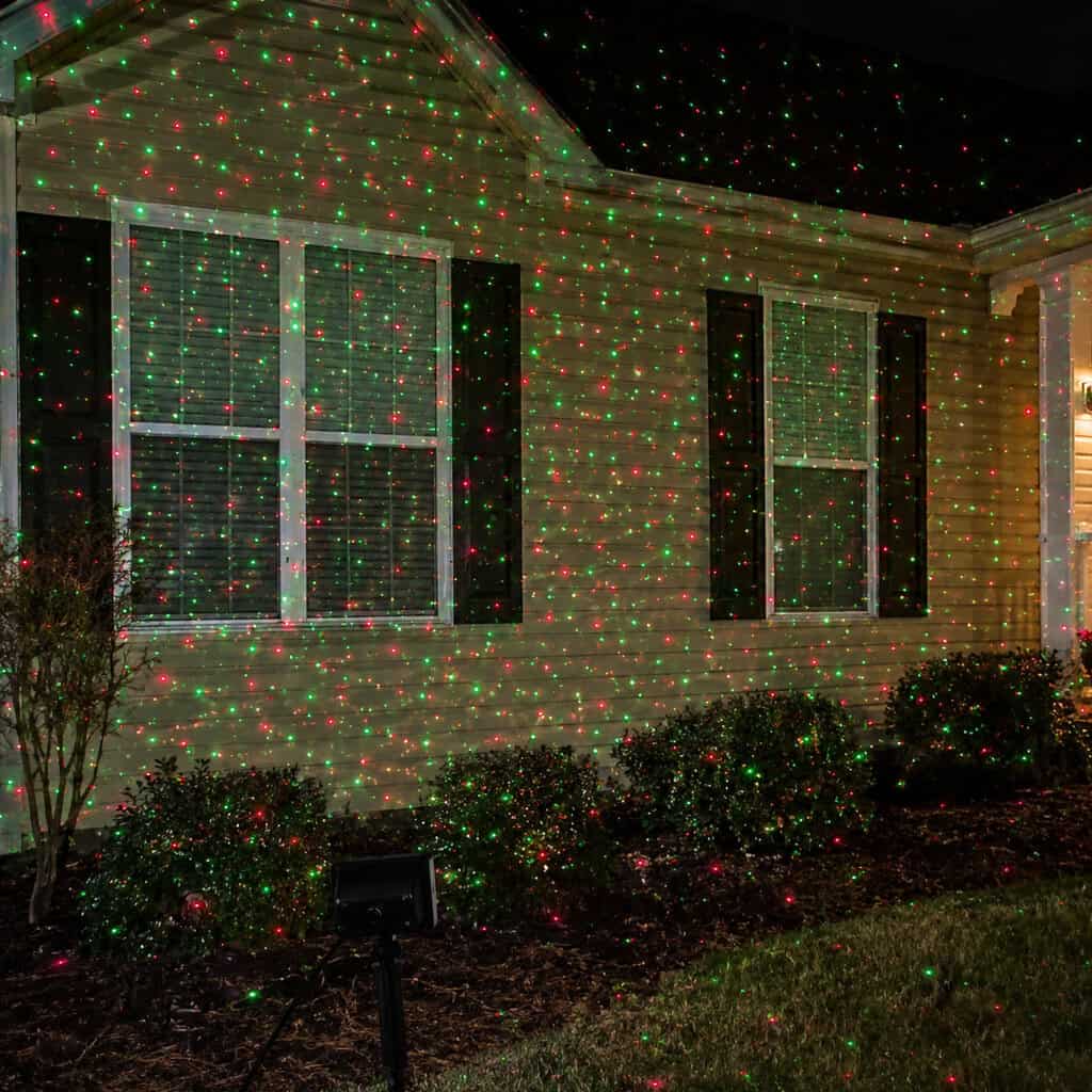 Laser Projector Dots Sprayed on Vinyl Siding