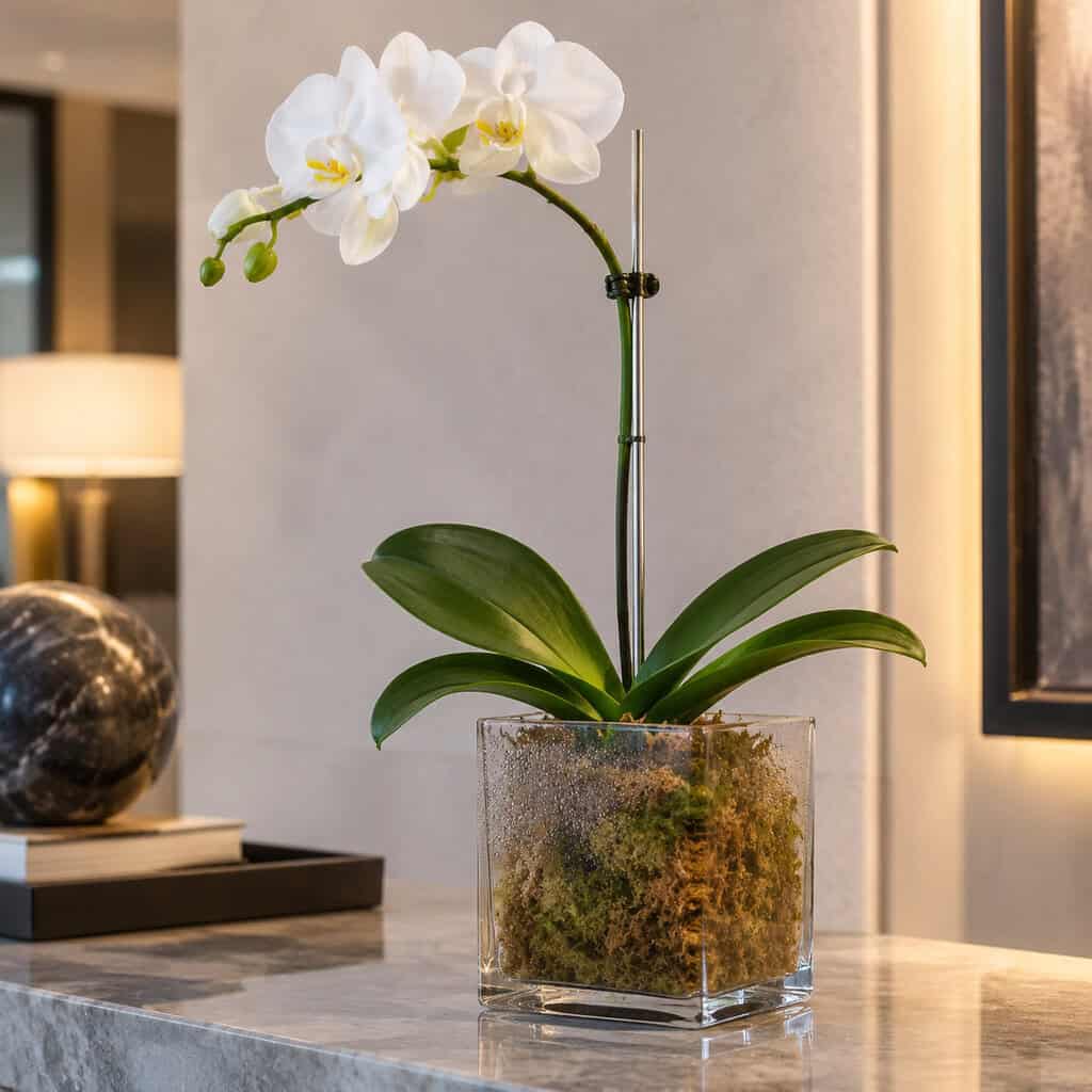 The Orchid in a Glass Cube of Moss