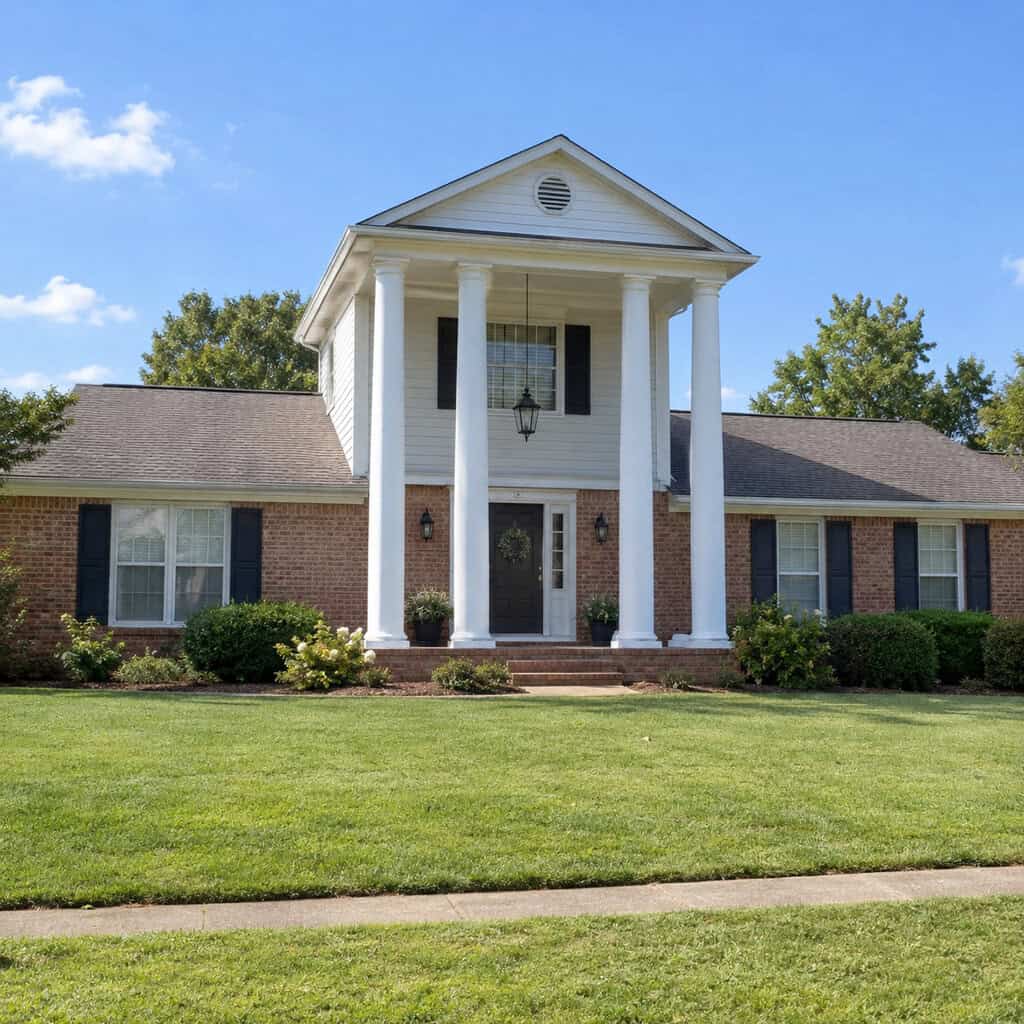 Two-Story Portico Columns on a One-Story Ranch