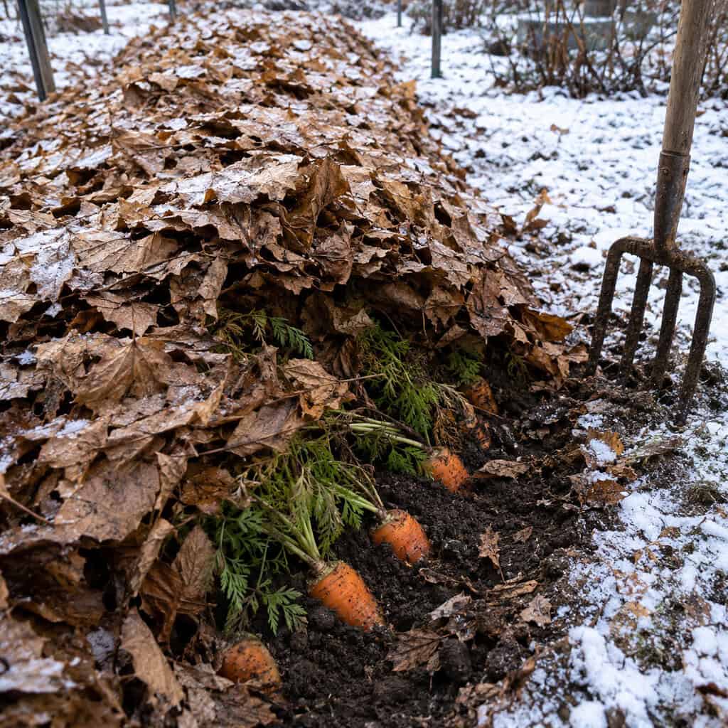 Overwinter Carrots and Parsnips Under a Leaf Duvet