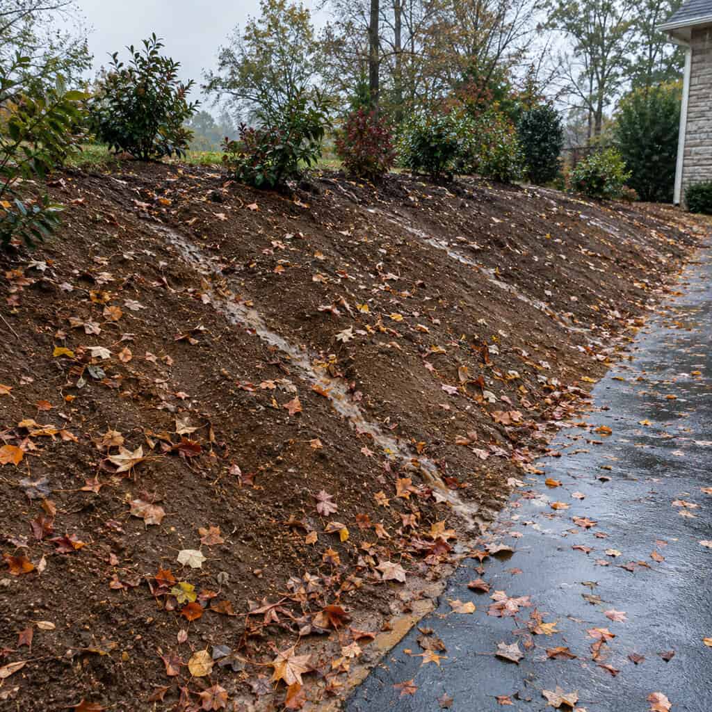 Hold Bare Slopes and New Plantings With Leaf Litter