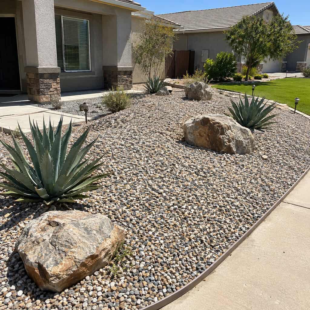A Full Rock Xeriscape With No Grass