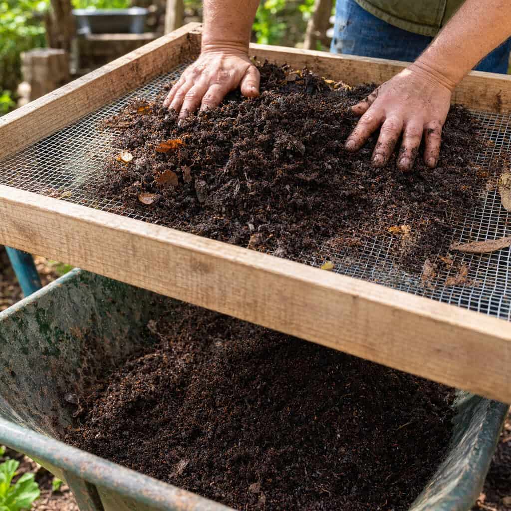 Screen Leaf Mold Into the Potting and Seed-Starting Mix