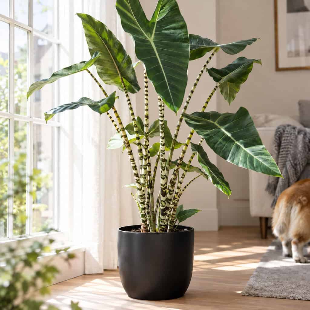 The Alocasia 'Portodora' or 'Zebrina'