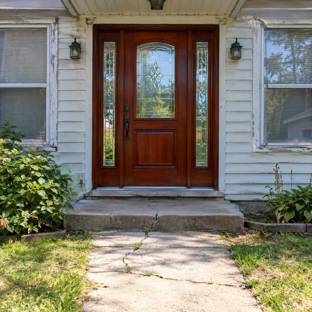 A Brand-New Mahogany Front Door on an Untouched House