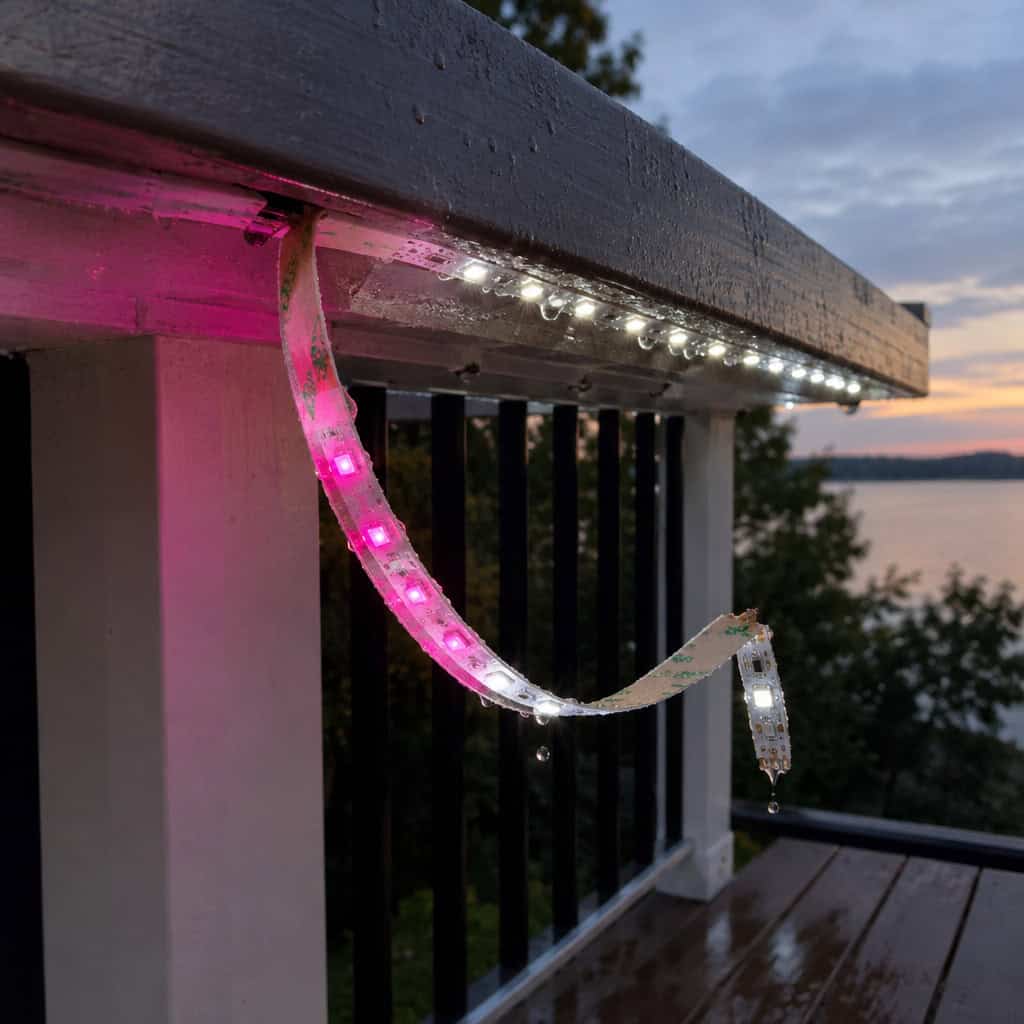 Adhesive LED Strip Tape Under Cap Rails and Risers