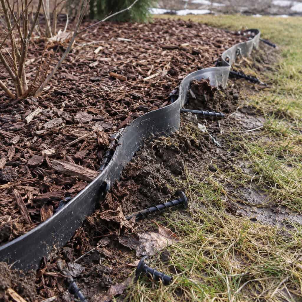 Thin Plastic Edging With Spiral Spikes