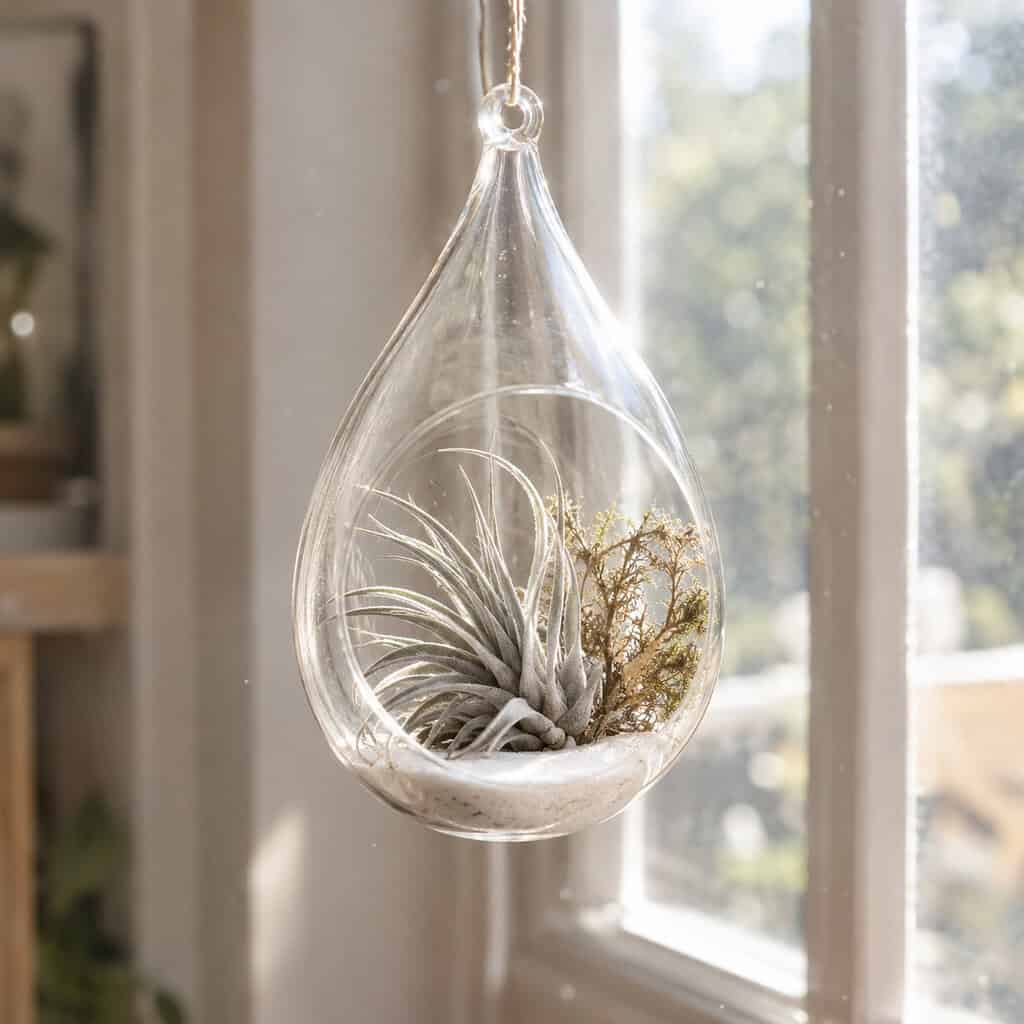 Air Plants in a Hanging Glass Globe