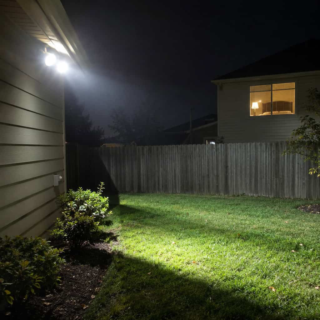 Unshielded Fixtures Aimed From the House Into the Yard
