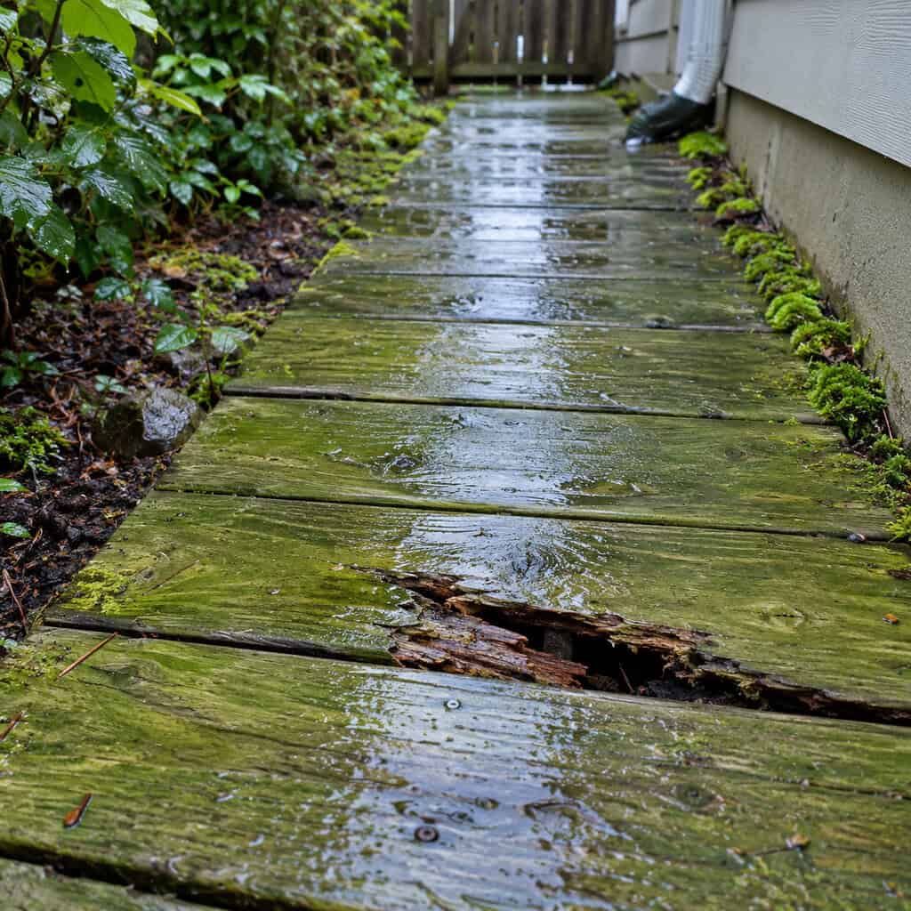 A Pressure-Treated Boardwalk at Ground Level
