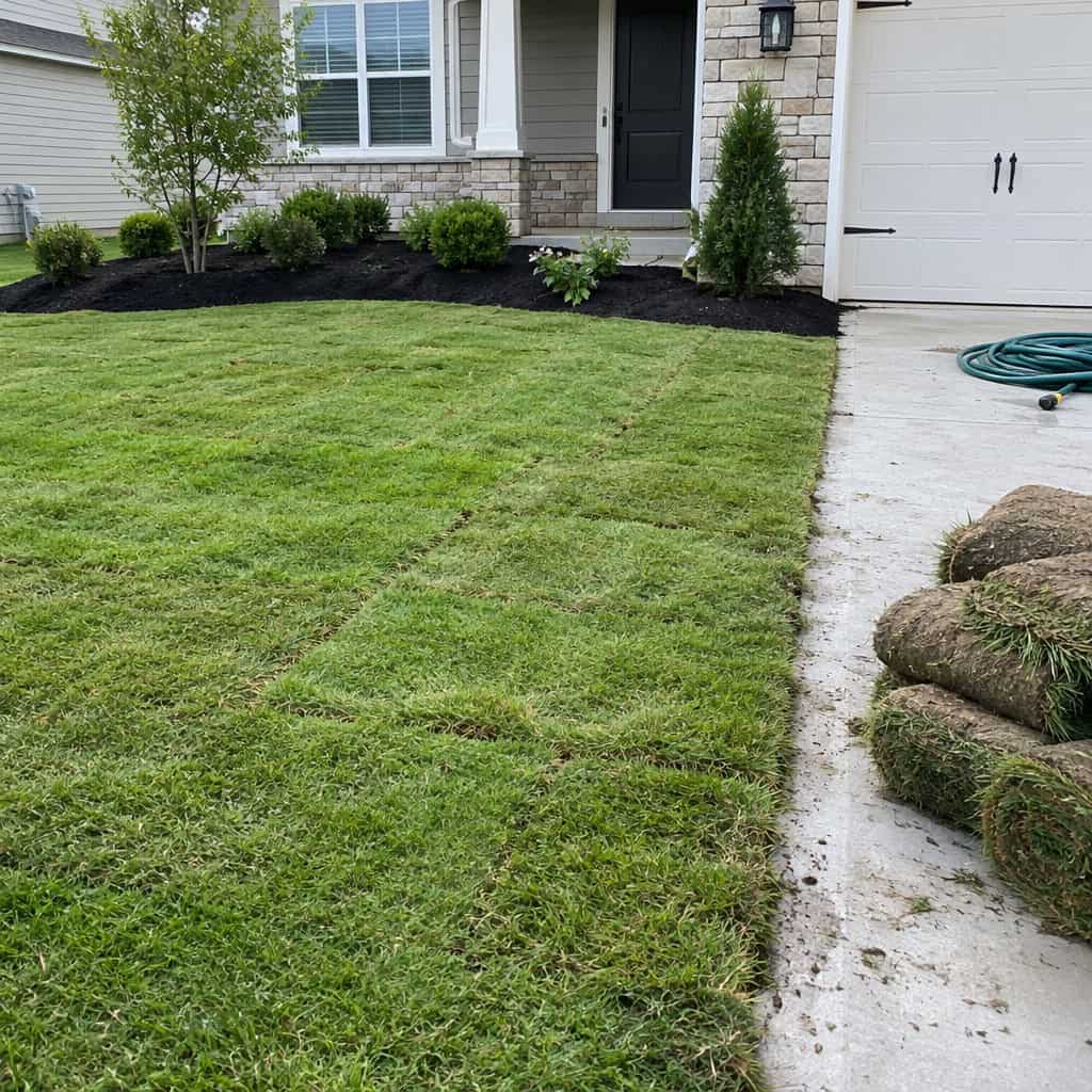 Dyed-Black Mulch and Sod Laid the Week of Listing