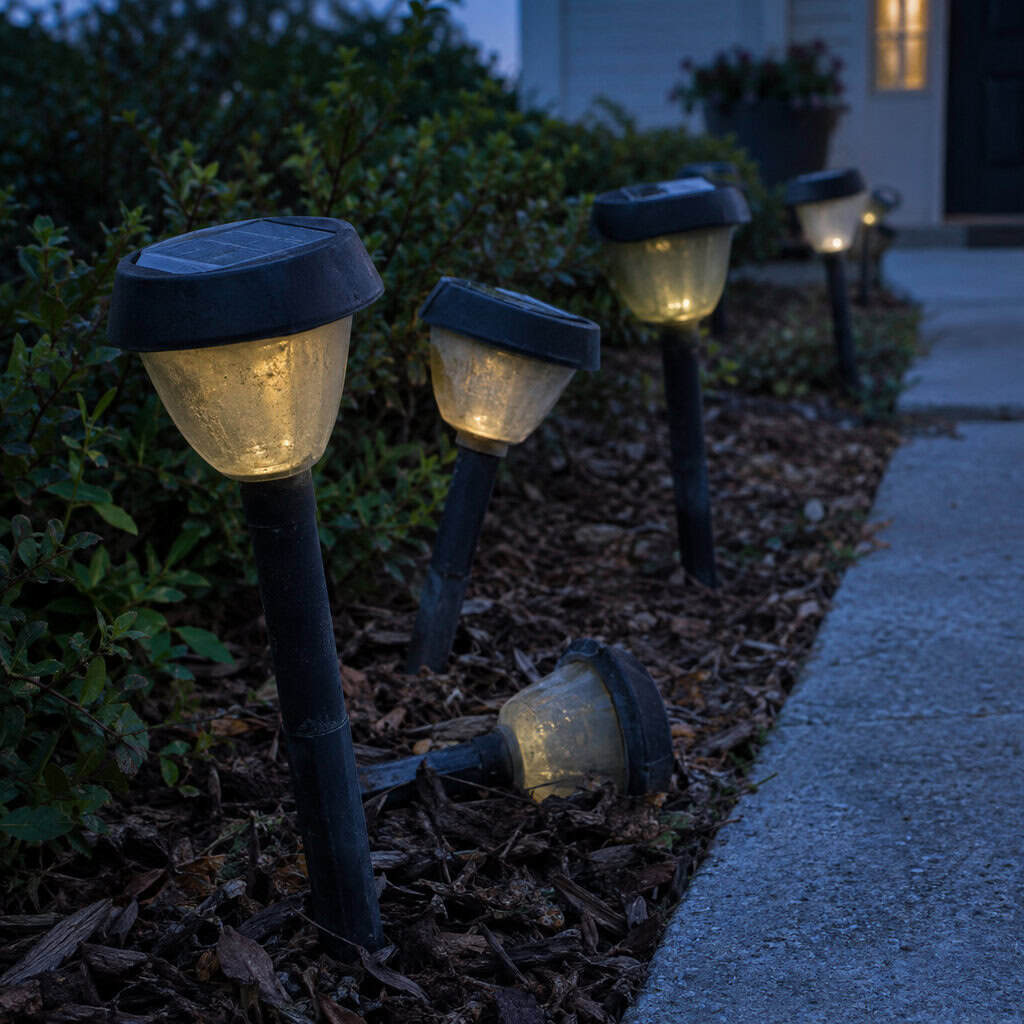 Cheap Solar Stake Lights Along the Walk