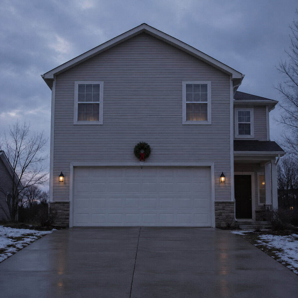 The Lone Wreath Over the Garage