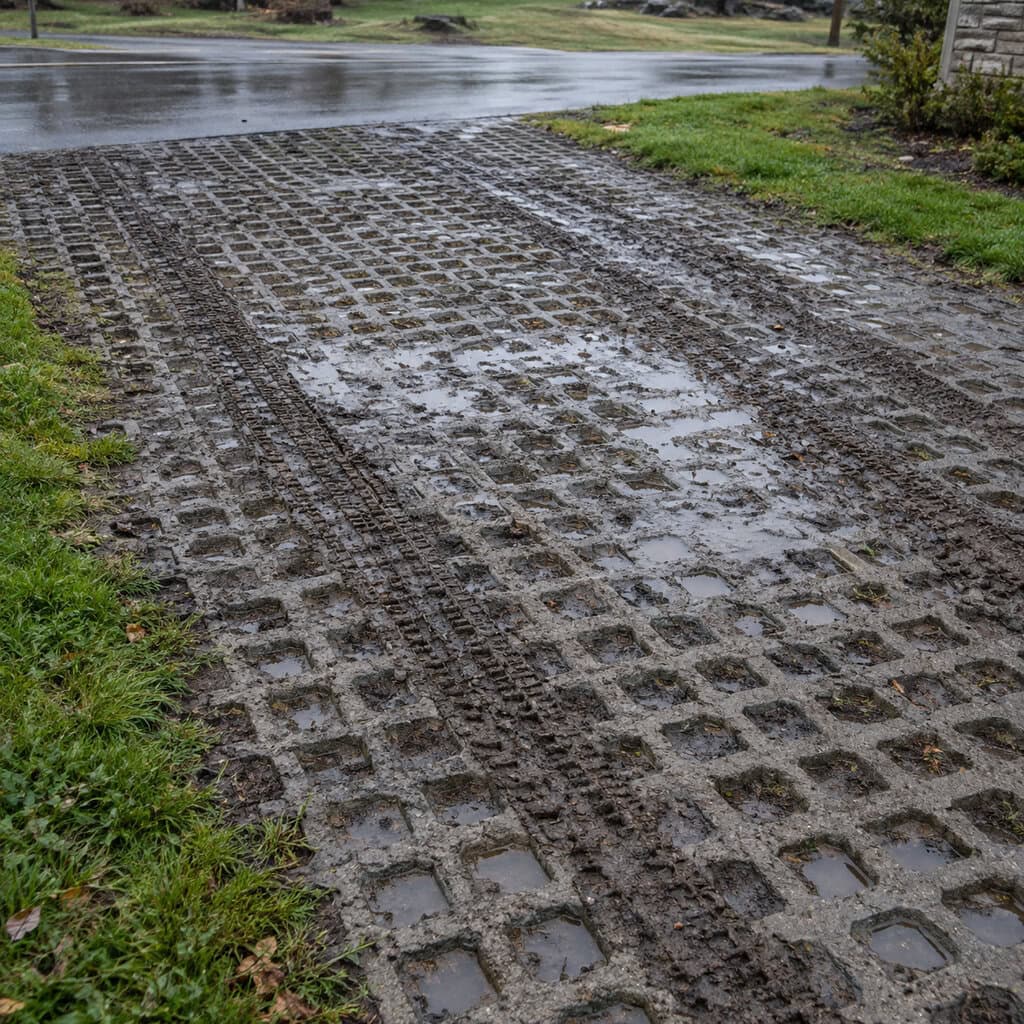 Grass-Block Pavers in the Main Traffic Lane