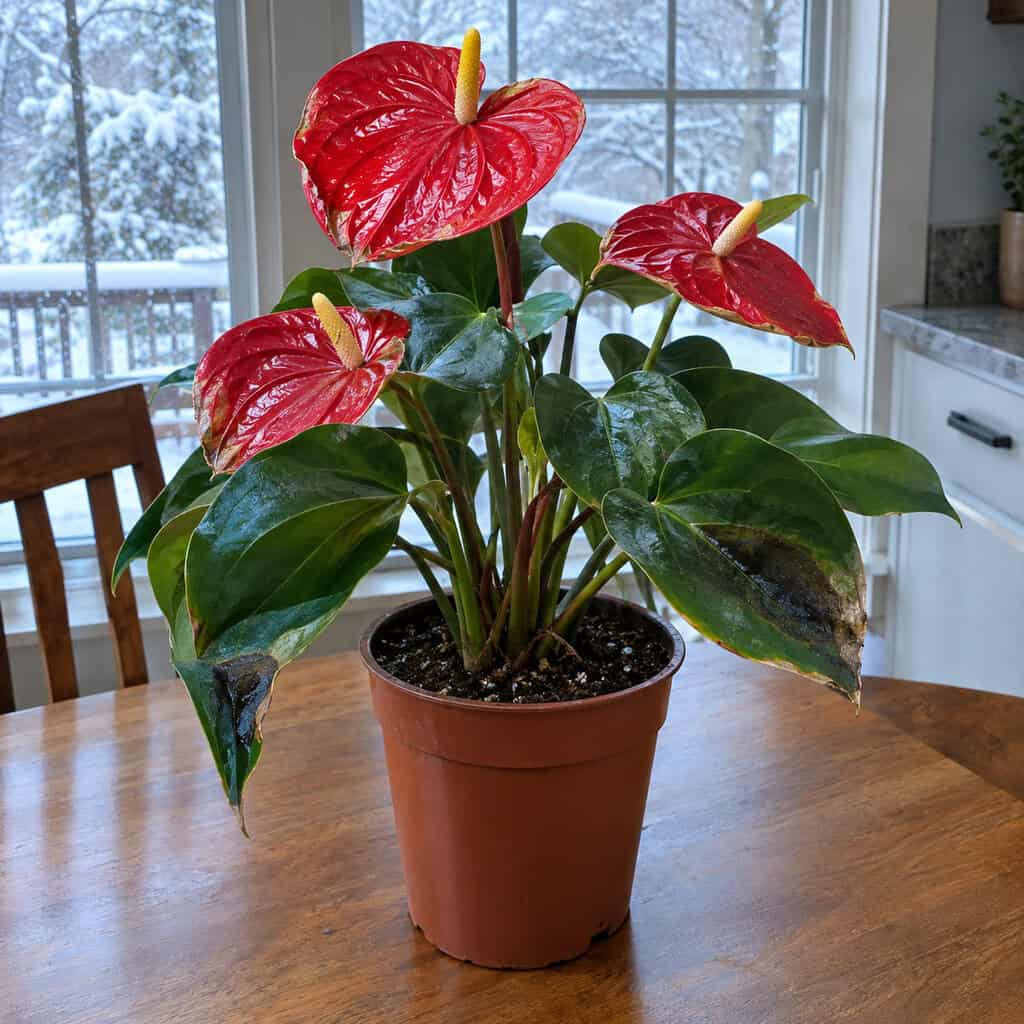 The Red Anthurium Trucked North in December