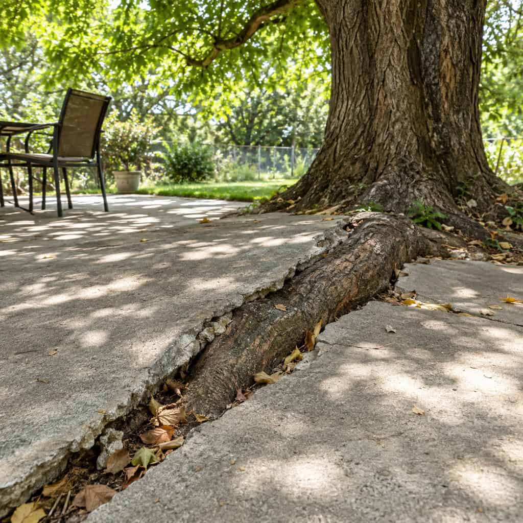 A Patio Poured Over a Mature Tree's Roots