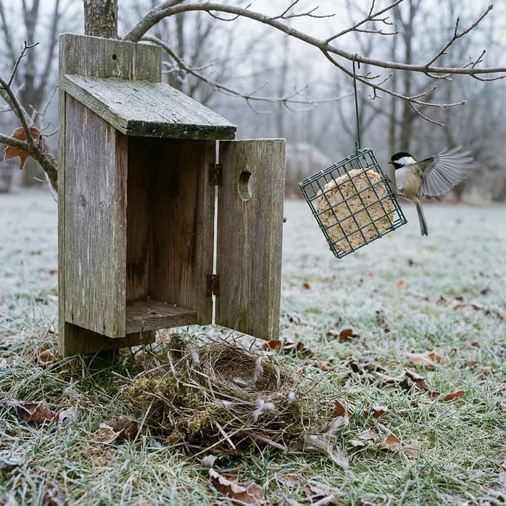 Cleaning Out the Birdhouses and Hanging the First Suet
